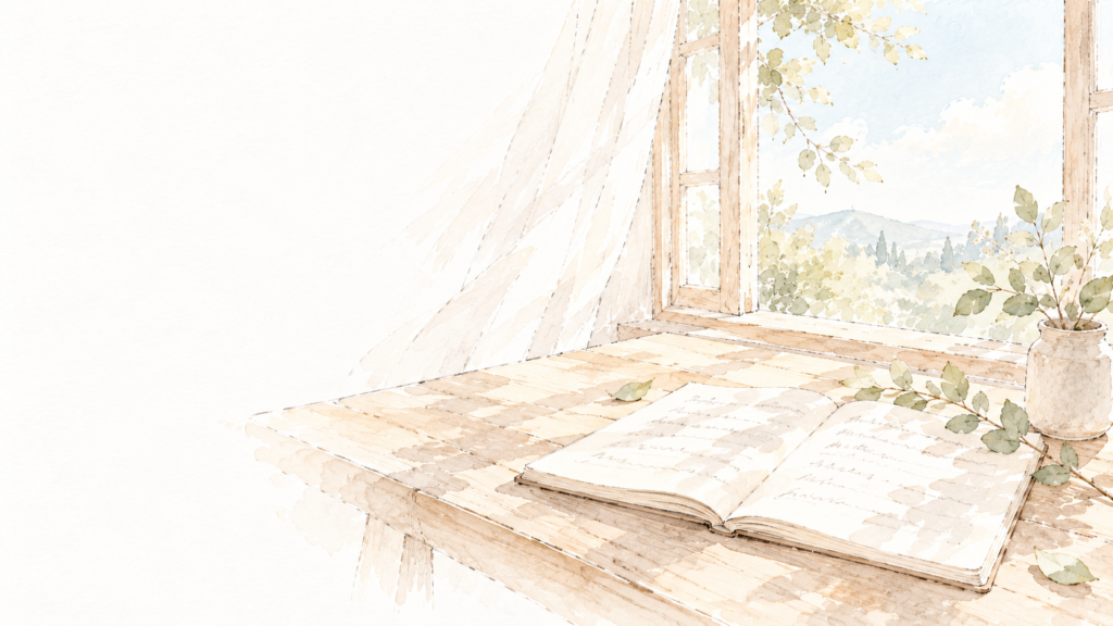 自然への願いを書き留めるノートのイメージイラスト